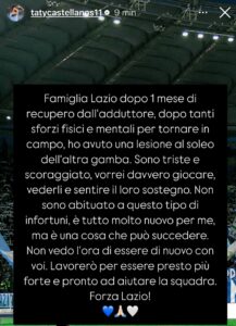 Lazio, brutta tegola per Baroni: c'è lesione per Castellanos